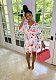 Fashion Newspaper Print Long Sleeve Women Turn Down Collar Button Up Streetwear Shirt Midi Dress BS-1279