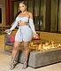 Sexy Off Shoulder Long Sleeve Lace Up Crop Top Drawstring Biker Shorts Women Bodycon 2 Piece Set HMS-5489