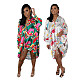 2021 Women Clothing Summer Long Sleeve Satin Material Popular Lapel Loose Irregular Shirt Midi Dress SFY-2122