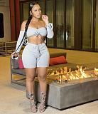 Sexy Off Shoulder Long Sleeve Lace Up Crop Top Drawstring Biker Shorts Women Bodycon 2 Piece Set HMS-5489