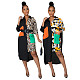 Hot Sell Fashion Women Single-Breasted Long Sleeve Printed Patchwork Loose Maxi Shirt Dress DY-6954