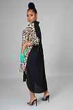 Hot Sell Fashion Women Single-Breasted Long Sleeve Printed Patchwork Loose Maxi Shirt Dress DY-6954