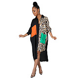 Hot Sell Fashion Women Single-Breasted Long Sleeve Printed Patchwork Loose Maxi Shirt Dress DY-6954