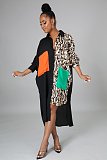 Hot Sell Fashion Women Single-Breasted Long Sleeve Printed Patchwork Loose Maxi Shirt Dress DY-6954
