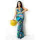 Elegant Summer Clothing Floral Print Sleeveless Halter Backless Bodycon Beach Party Maxi Dresses DY-6671
