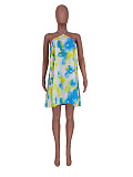 Sexy Women Print Tie Dye Halter Sleeveless Backless Party Night Beach Clothes Summer Mini Dress ZAND-31157