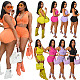 2021 Summer Sportswear Solid Hooded Zipper Crop Top Casual Biker Shorts Two Piece Matching Sets XING-071