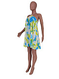 Sexy Women Print Tie Dye Halter Sleeveless Backless Party Night Beach Clothes Summer Mini Dress ZAND-31157
