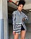 Fashion Women Stripe Patchwork Long Sleeve Turn Down Collar Autumn Casual Office Blouse Shirts LUO-3200