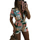 Sexy Summer Clothing Short Sleeve Turn Down Collar Plaid Printed Women's Clubwear Romper BS-1280
