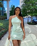 New Arrival Sexy Solid Halter Neck Strapless Crop Tops Ruffles Mini Skirt Club Two Piece Sets ZAND-31158
