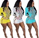 Autumn Women Paisley Print Turn Down Collar Long Sleeve Pockets Casual Shirt Rompers With Belt MEM-88379