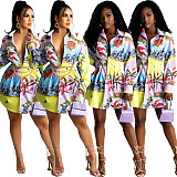 Autumn New Arrivals High Quality Patchwork Color Starfish Print Lapel Long Sleeve Women Shirts MDF-5248