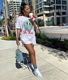 Summer Women's Clothing Fashion Pattern Print Short Sleeve Round Neck Streetwear Soft Tee Shirt FSX-280