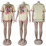 Summer Women's Clothing Fashion Pattern Print Short Sleeve Round Neck Streetwear Soft Tee Shirt FSX-280