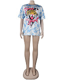 Summer Women's Clothing Fashion Pattern Print Short Sleeve Round Neck Streetwear Soft Tee Shirt FSX-280