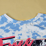 Summer Women's Clothing Fashion Pattern Print Short Sleeve Round Neck Streetwear Soft Tee Shirt FSX-280