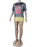 Summer Women's Clothing Fashion Pattern Print Short Sleeve Round Neck Streetwear Soft Tee Shirt FSX-280