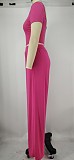 Fashion Solid Women Summer Short Sleeve Crop Tops Loose Long Wide Leg Pants Two Piece Set XMY-9318