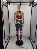 Women Sets 2021 Summer Camouflage Printed Sleeveless Vest Leggings Sport Yoga Two Piece Pants Outfits WYP-8981