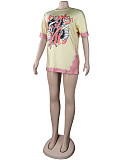 Summer Women's Clothing Fashion Pattern Print Short Sleeve Round Neck Streetwear Soft Tee Shirt FSX-280