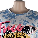 Summer Women's Clothing Fashion Pattern Print Short Sleeve Round Neck Streetwear Soft Tee Shirt FSX-280