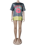 Summer Women's Clothing Fashion Pattern Print Short Sleeve Round Neck Streetwear Soft Tee Shirt FSX-280