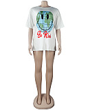 Summer Women's Clothing Fashion Pattern Print Short Sleeve Round Neck Streetwear Soft Tee Shirt FSX-280