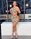 Fashion Streetwear Leopard Print Halter Crop Top Lace-Up Hollow Out Mini Skirt Women Summer 2 Piece Sets SD-27127