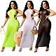 2021 Summer Sexy Solid Color Mesh See Through Halter Hollow Out Backless Bodycon Club Maxi Dress SD-26125