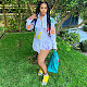 Summer Street Style Women Casual Palm Print Loose Midi Long Sleeve Turn Down Collar Button Shirt GLS-10007