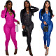 Sexy See Through Mesh Print Women Front Zipper O-Neck Long Sleeve Nightclub Party Bodycon Jumpsuit NIYA-8080