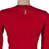 2021 Autumn Women Party Clothes Solid Color Bodycon Long Sleeve O Neck Irregular Ruffle Tops Blouse FSX-290