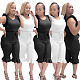 Elegant Women Clothes Solid Color Sexy Sleeveless Wooden Ear O Neck Back Zipper Cropped jumpsuit MOF-6636