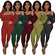 Fashion Women Clothing Solid Color Long Sleeve Cardigan Spaghetti Strap Crop Top Pants 3 Piece Set FOS-8093