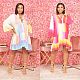 Sexy Gradient Color Summer Women Long Sleeve Ruffles Loose Bohemian Beach Casual Midi Dresses TK-6193