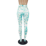 Women Streetwear Summer Fashion Print High Waist Bodycon Elastic Active Joggers Pencil Pants SHD-9518