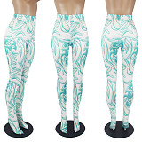 Women Streetwear Summer Fashion Print High Waist Bodycon Elastic Active Joggers Pencil Pants SHD-9518