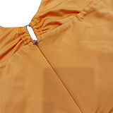 Summer Sexy Solid Color Off Shoulder Sleeveless Hollow Out Halter Backless Bodycon Pleated Mini Dress MS-1620