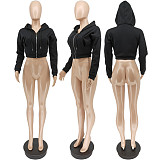 Women Autumn Clothing Casual Solid Color Long Sleeve Zipper Hooded Streetwear Sweatshirt Tops WSY-5893