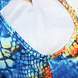 Sexy Print Sleeveless Round Neck Irregular Patchwork Women Summer Club Party Plus Size Rompers JLY-19222