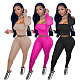 Sexy Solid Off Shoulder Long Sleeve Cropped Top High Waist Elastic Pants Fall Women Two Piece Set NM-8379