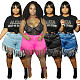 Plus Size Solid Color Autumn Fashion Women's Streetwear High Waist Tassel Jeans Denim Shorts HSF-2372
