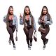 Autumn Solid Long Sleeve Turn Down Collar Single-Breasted Pockets Women's Denim Cropped Jacket MOF-6640