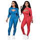 Sexy Long Sleeve Crop Top Spaghetti Strap Bodycon Jumpsuit Fall Women Clothes Club 2 Piece Set YMT-6232