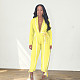 Autumn Sexy High Street Solid Deep V Neck Sashes Long Sleeve High Slit Bandage Women Jumpsuits SH-390178