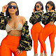 Camouflage Puff Sleeve Single Breasted Plus Size Jackets YIM-212