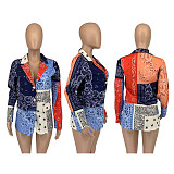 Paisley Print Single Breasted Office Lady Blazer GLS-10015