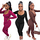 Tracksuit Solid Color Low Cut T-shirt Top Pants Jogging Set NM-8380