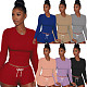 Long Sleeve T Shirt Sportswear Two Piece Short Set YS-8690